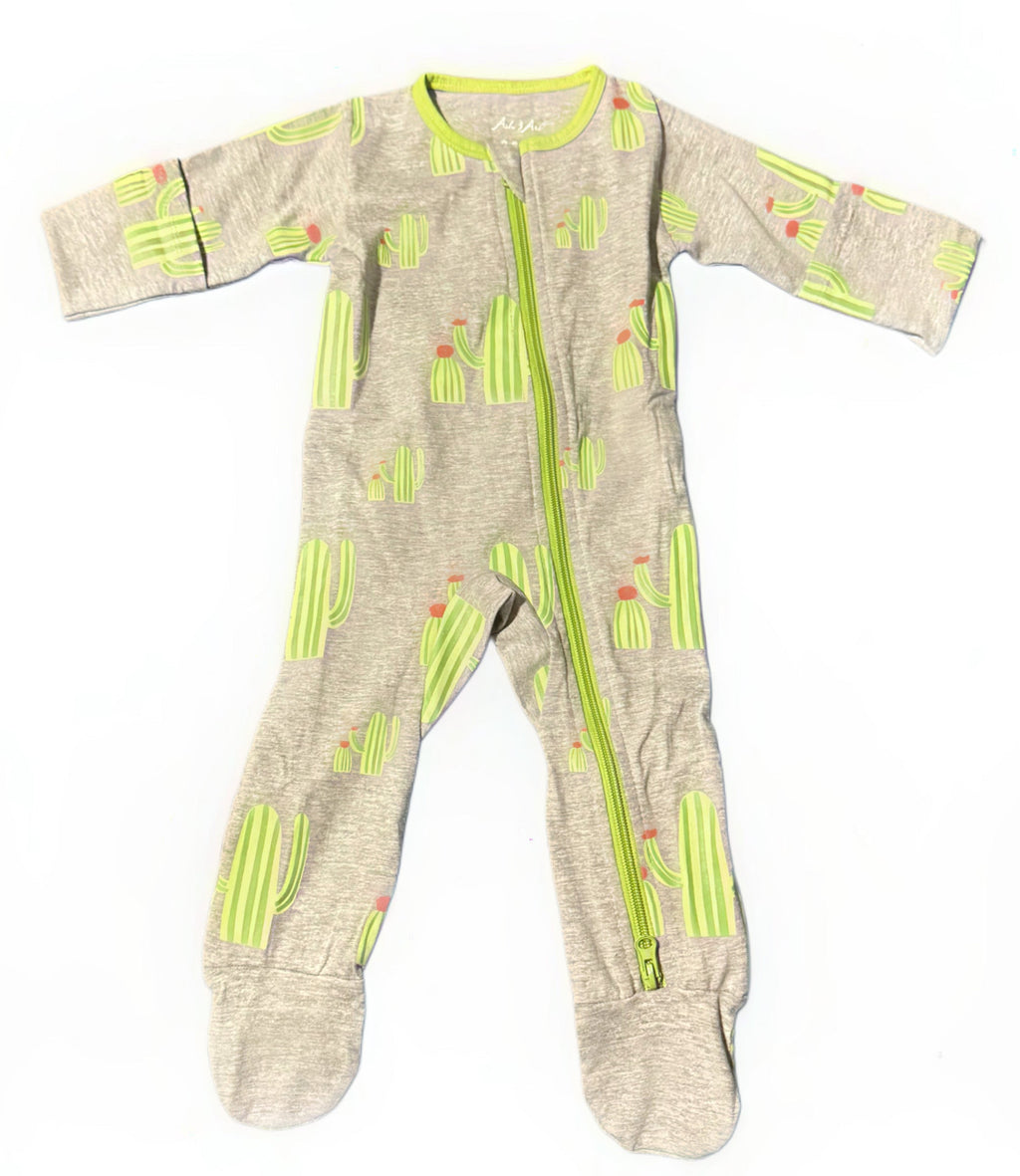 Two Way Zippered Footie Playful Cactus