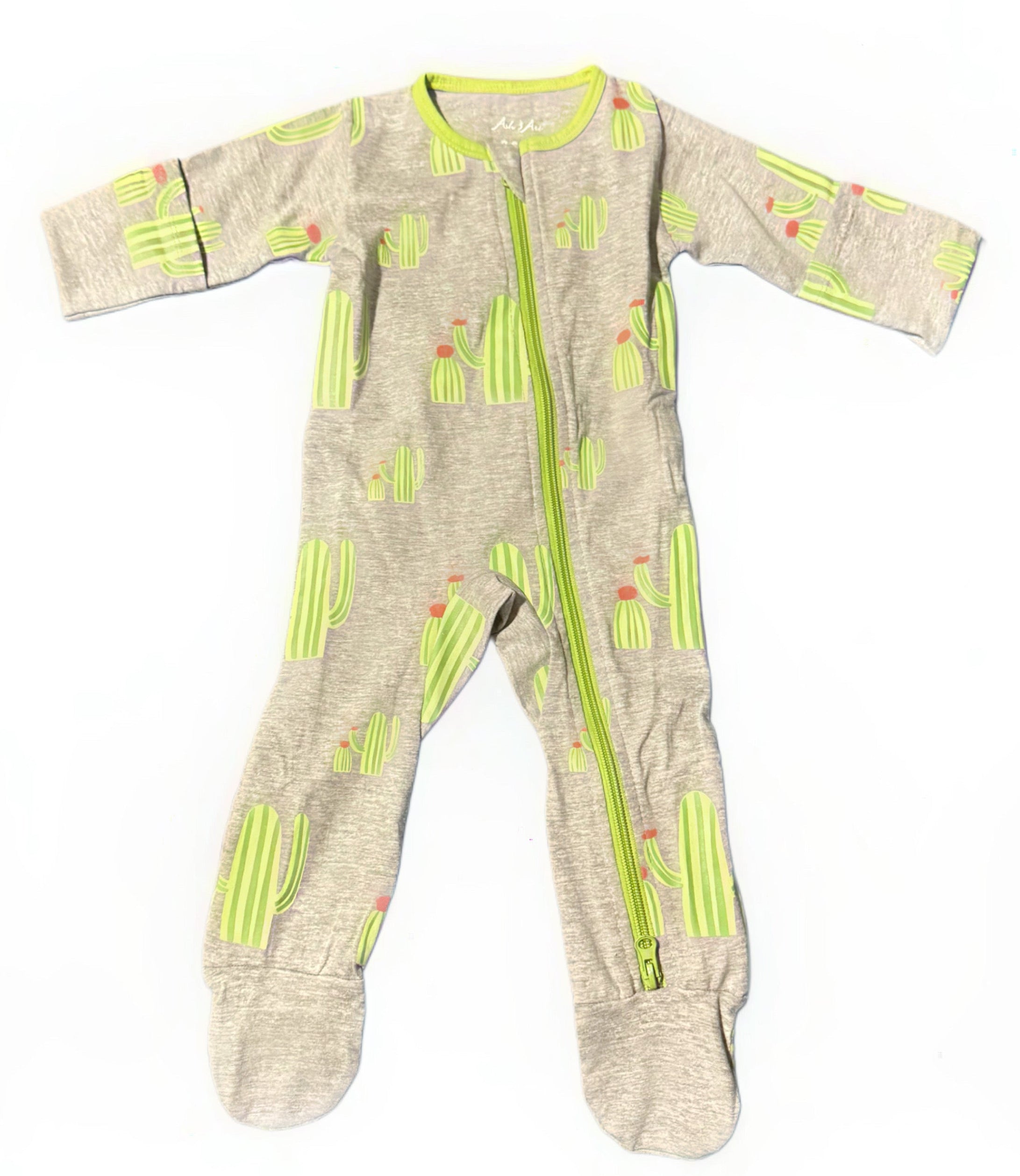 Two Way Zippered Footie Playful Cactus